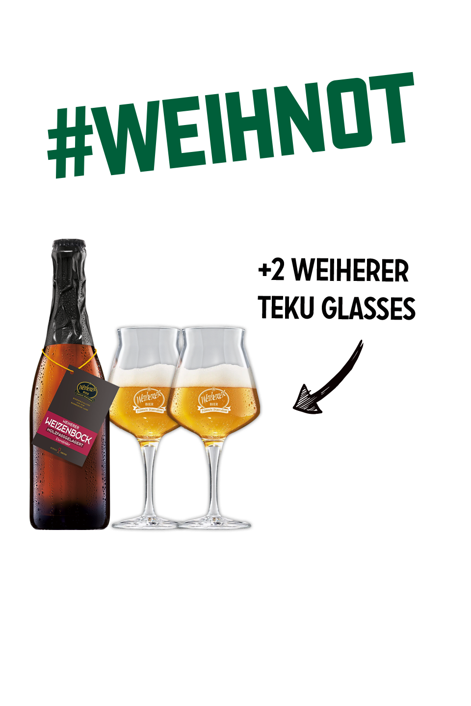Geschenkpaket Weiherer Weizenbock Holzfassgelagert Dornf.0,75l + 2 Teku-Pokale