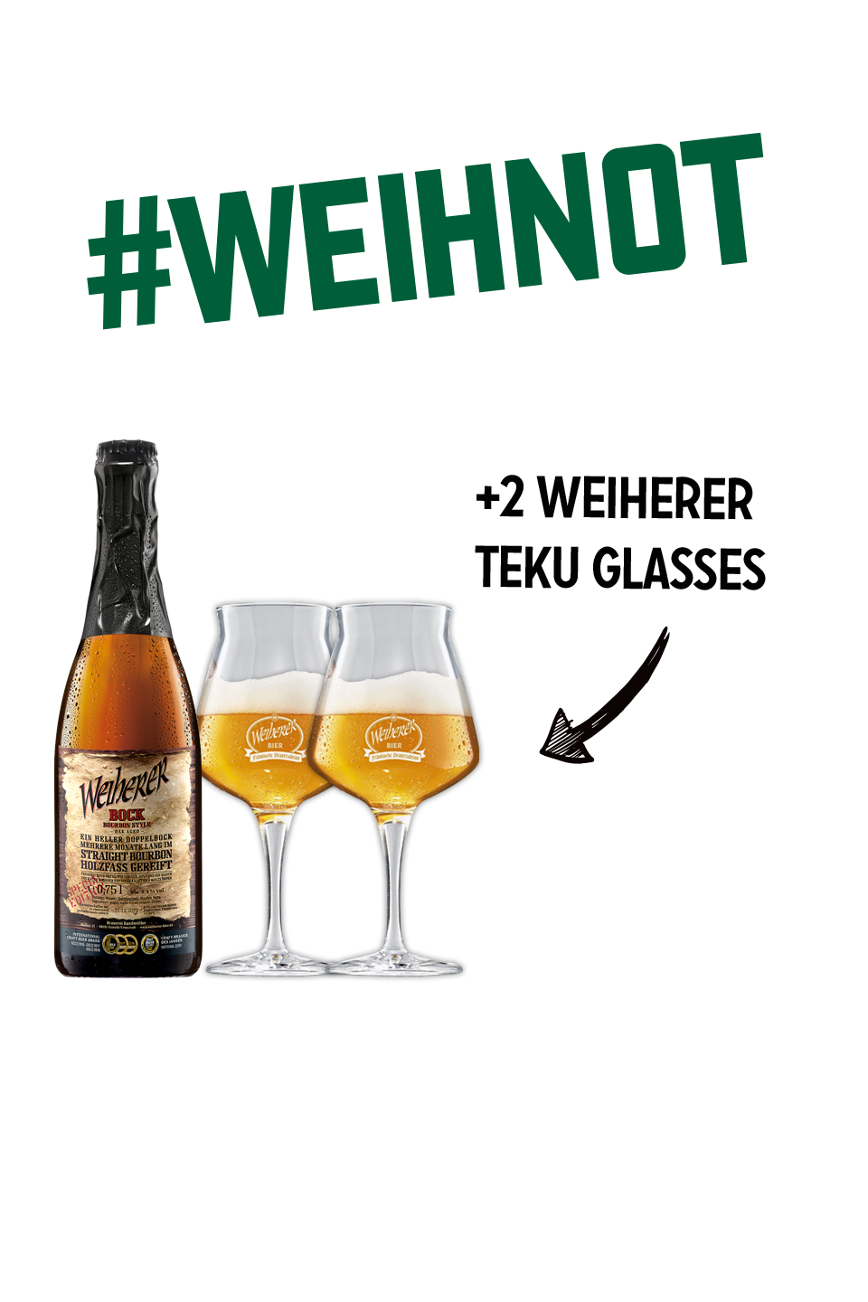 Geschenkpaket Weiherer Bock Bourbon Style + 2 Teku-Pokale